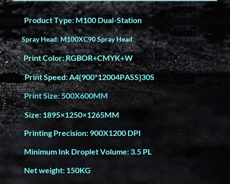 M100XC90 Four-head Dual-station White Ink Direct Printer