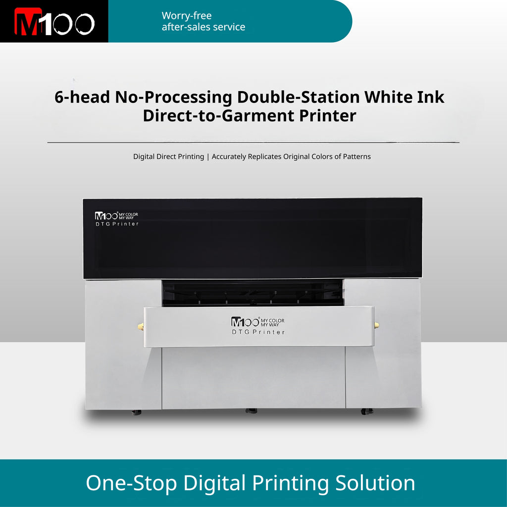 6090 Six-head Unprocessed Dual-Station White Ink Direct Printing Machine
