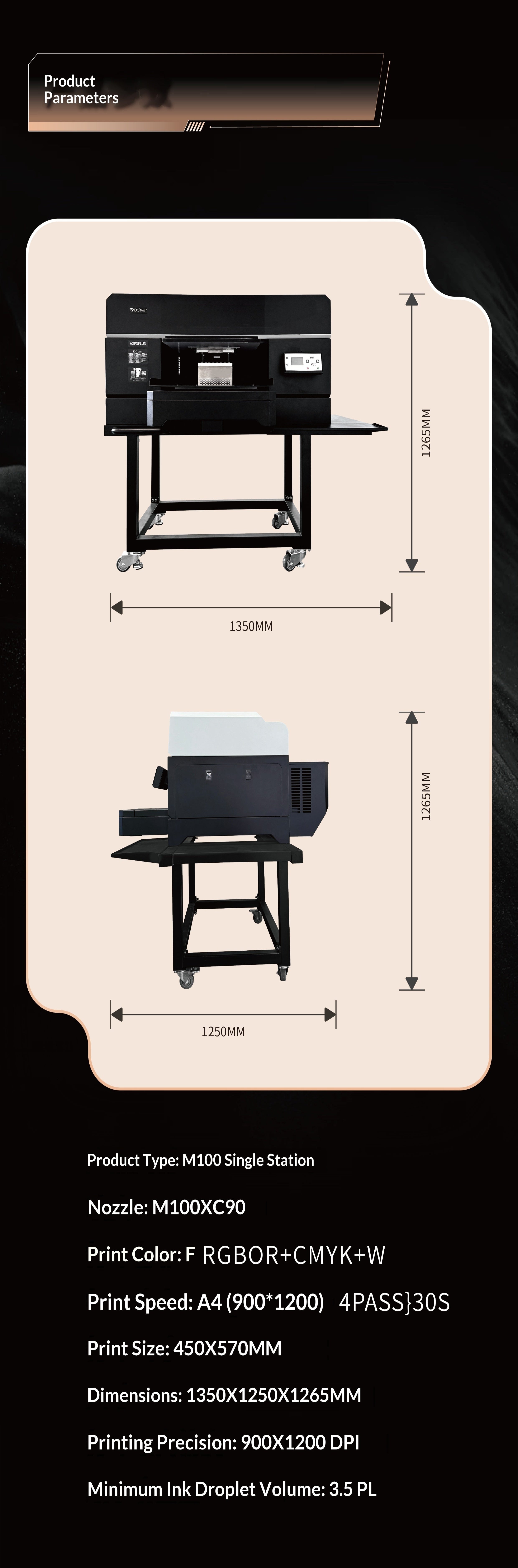 M100 single station DTG printer