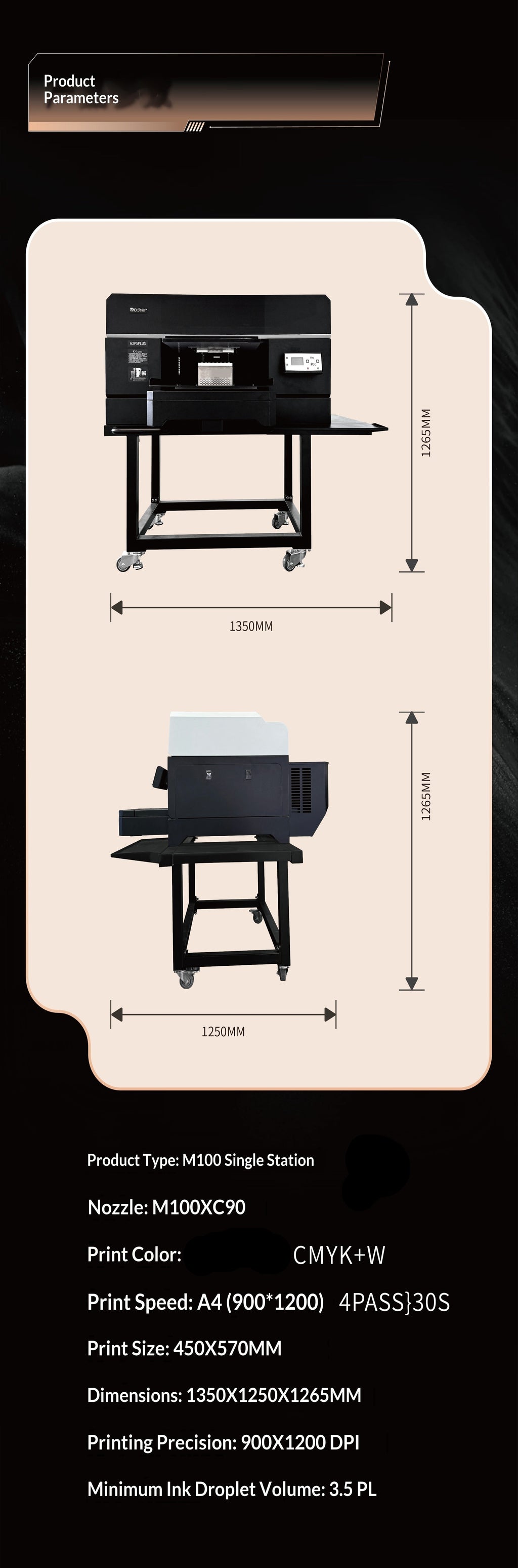 M100 XC90 single station DTG printer