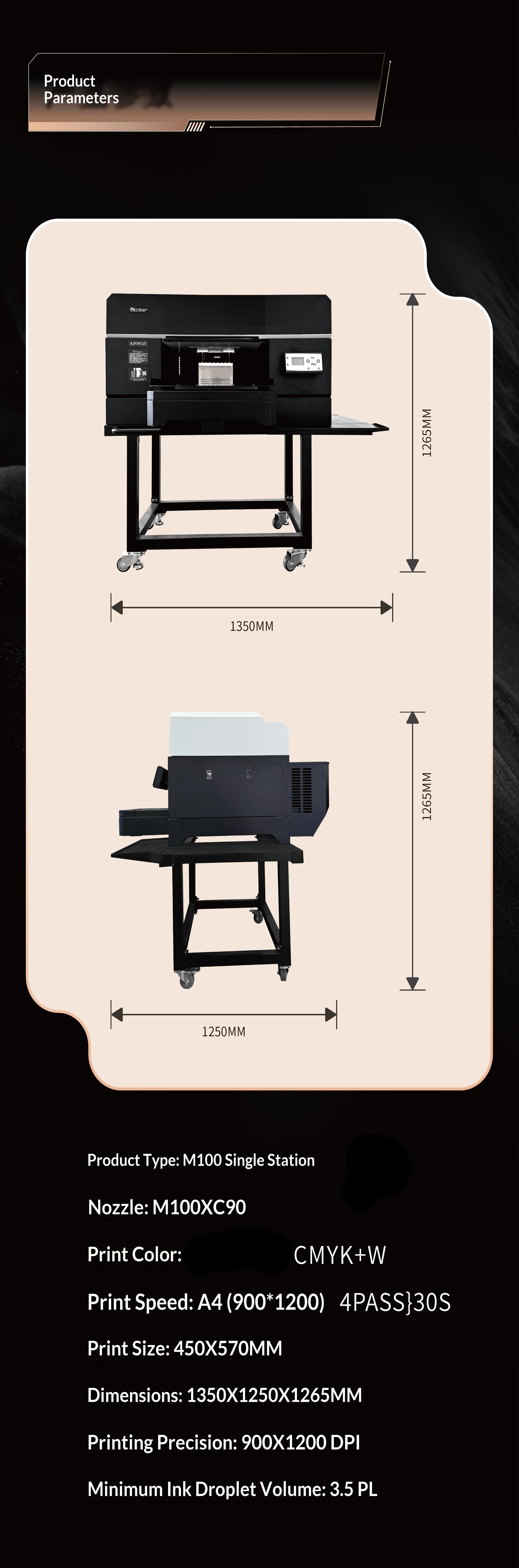 M100 XC90 single station DTG printer