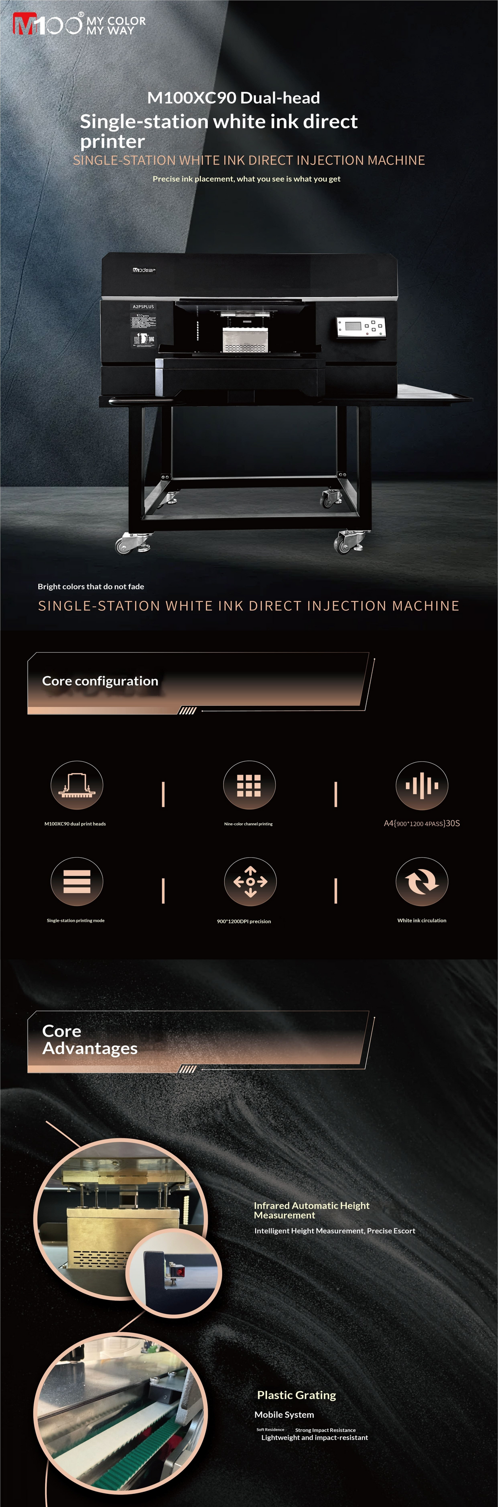 M100 XC90 single station DTG printer