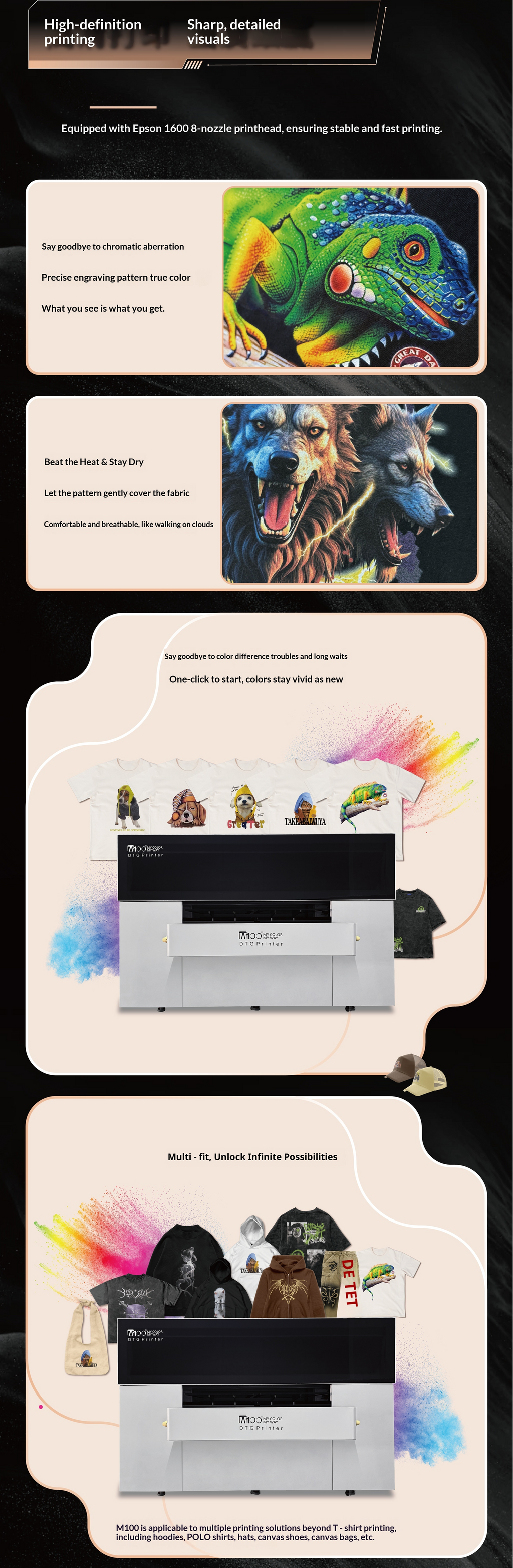 6090 Eight-head White Ink Direct Printing Machine with Double Workstations and No Pretreatment