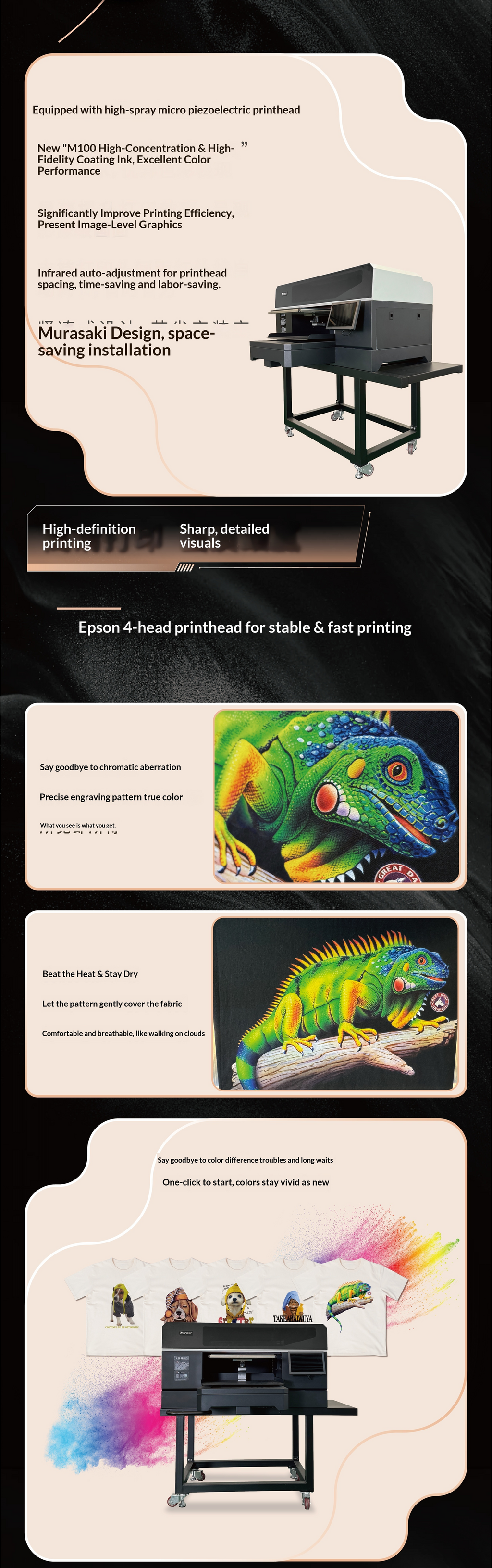Single-station white ink direct printing machine (4 heads, 9 colors)
