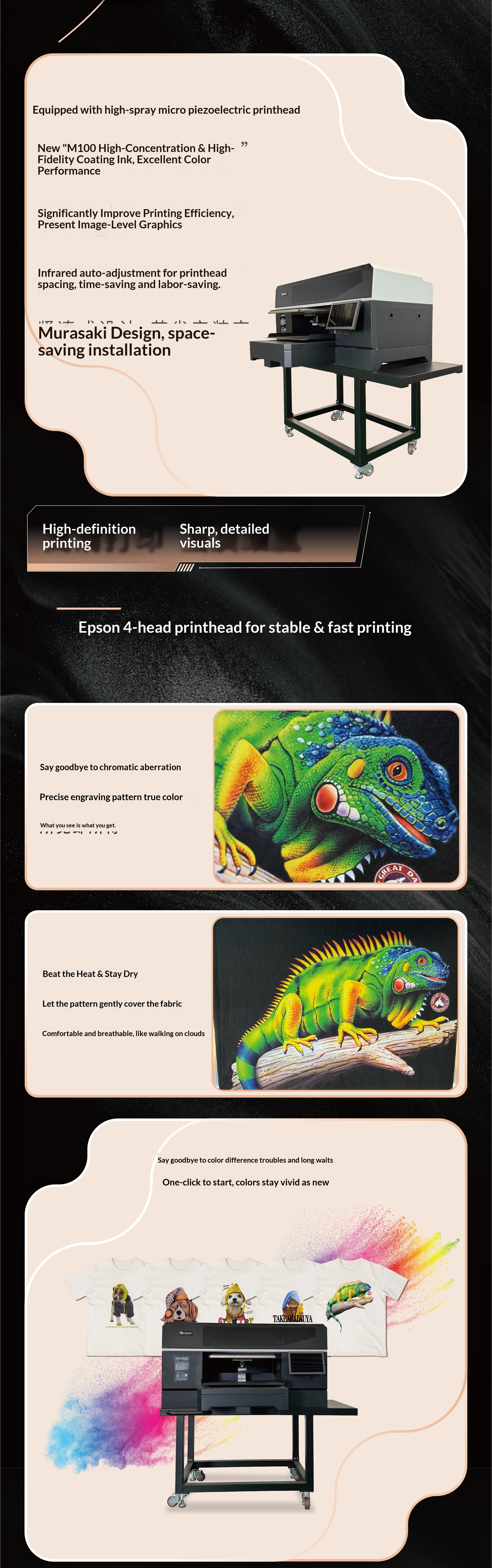 Single-station white ink direct printing machine (4 heads, 9 colors)